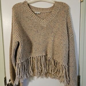 Storia Multicolor Fringed V-Neck Sweater